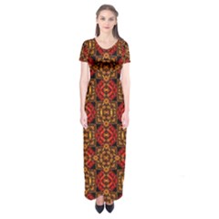 Colorful Ornate Pattern Design Short Sleeve Maxi Dress by dflcprints