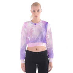 Beautiful Rose, Soft Violet Colors Cropped Sweatshirt by FantasyWorld7