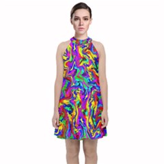 Artwork By Patrick-colorful-18 Velvet Halter Neckline Dress  by ArtworkByPatrick