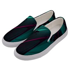 Abstract Green Purple Men s Canvas Slip Ons by Sapixe