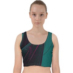 Abstract Green Purple Velvet Racer Back Crop Top by Sapixe