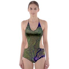 Lena River Delta A Photo Of A Colorful River Delta Taken From A Satellite Cut-out One Piece Swimsuit by Simbadda