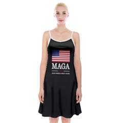 Maga Make America Great Again With Us Flag On Black Spaghetti Strap Velvet Dress by snek