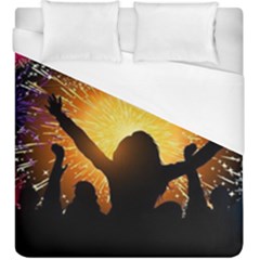 Celebration Night Sky With Fireworks In Various Colors Duvet Cover (king Size) by Sapixe