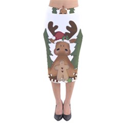 Christmas Moose Velvet Midi Pencil Skirt by Sapixe