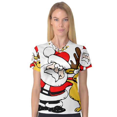 Christmas Santa Claus V-neck Sport Mesh Tee by Sapixe