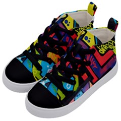 Urban Graffiti Movie Theme Productor Colorful Abstract Arrows Kid s Mid-top Canvas Sneakers by genx