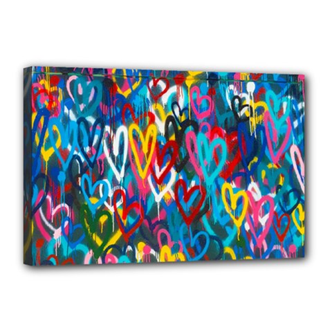 Graffiti Hearts Street Art Spray Paint Rad Canvas 18  X 12  by genx