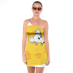 Rat Mouse Cheese Animal Mammal One Soulder Bodycon Dress by Nexatart