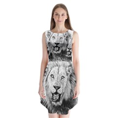 Lion Wildlife Art And Illustration Pencil Sleeveless Chiffon Dress   by Nexatart