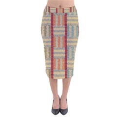 Fabric Pattern Velvet Midi Pencil Skirt by Sapixe