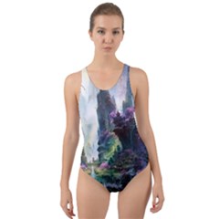 Fantastic World Fantasy Painting Cut-out Back One Piece Swimsuit by Sapixe