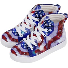 Flag Usa United States Of America Images Independence Day Kid s Hi-top Skate Sneakers by Sapixe