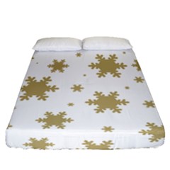 Gold Snow Flakes Snow Flake Pattern Fitted Sheet (queen Size) by Sapixe