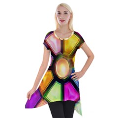 Glass Colorful Stained Glass Short Sleeve Side Drop Tunic by Sapixe