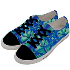 Grid Geometric Pattern Colorful Men s Low Top Canvas Sneakers by Sapixe