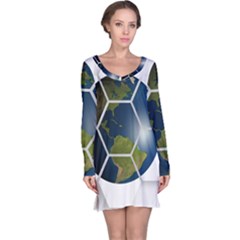 Hexagon Diamond Earth Globe Long Sleeve Nightdress by Sapixe