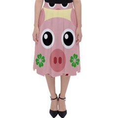 Luck Lucky Pig Pig Lucky Charm Folding Skater Skirt by Sapixe