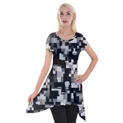 Noise Texture Graphics Generated Short Sleeve Side Drop Tunic by Sapixe