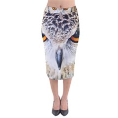 Owl Face Velvet Midi Pencil Skirt by Sapixe