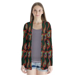 Pattern Abstract Paisley Swirls Drape Collar Cardigan by Sapixe