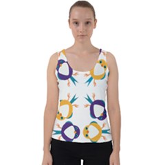 Pattern Circular Birds Velvet Tank Top by Sapixe