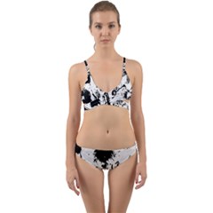 Pattern Color Painting Dab Black Wrap Around Bikini Set by Sapixe