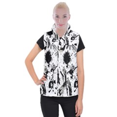 Pattern Color Painting Dab Black Women s Button Up Vest by Sapixe