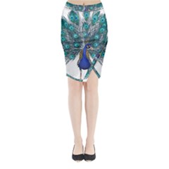 Peacock Bird Peacock Feathers Midi Wrap Pencil Skirt by Sapixe