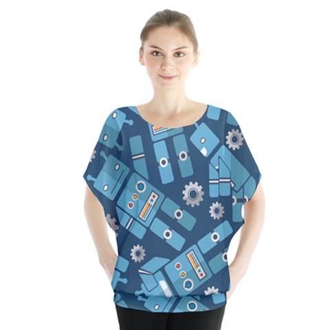 Seamless Pattern Robot Blouse by Sapixe