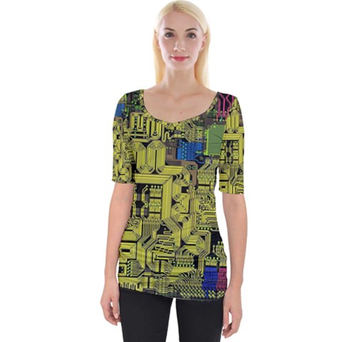 Technology Circuit Board Wide Neckline Tee by Sapixe