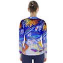 Dscf1385 - sunflowers in ceramic jur V-Neck Long Sleeve Top View2