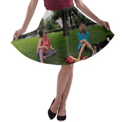 19688418 10155446220129417 1027902896 O - Walking With Daughter And Dog A-line Skater Skirt by bestdesignintheworld