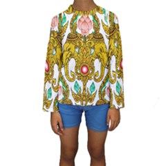 Traditional Thai Style Painting Kids  Long Sleeve Swimwear by Sapixe