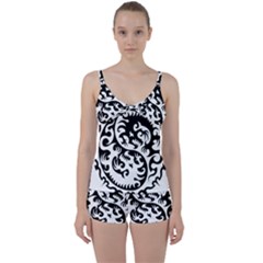 Ying Yang Tattoo Tie Front Two Piece Tankini by Sapixe