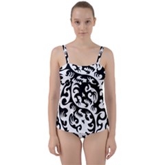 Ying Yang Tattoo Twist Front Tankini Set by Sapixe