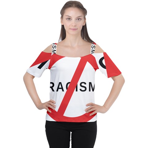 No Racism Cutout Shoulder Tee by demongstore