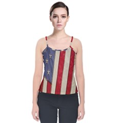 Usa Flag Velvet Spaghetti Strap Top by Sapixe