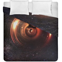 Steampunk Airship Sailing The Stars Of Deep Space Duvet Cover Double Side (king Size) by jayaprime