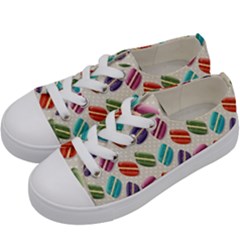 Macaron Macaroon Stylized Macaron Kids  Low Top Canvas Sneakers by Sapixe