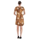 Stars Brown Background Shiny Short Sleeve V-neck Flare Dress View2