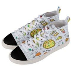 Colorful Doodle Soda Cartoon Set Men s Mid-top Canvas Sneakers by Sapixe