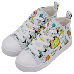 Colorful Doodle Soda Cartoon Set Kid s Mid-top Canvas Sneakers by Sapixe