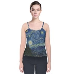 The Starry Night  Velvet Spaghetti Strap Top by Valentinaart