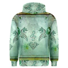 Music, Decorative Clef With Floral Elements Men s Overhead Hoodie by FantasyWorld7