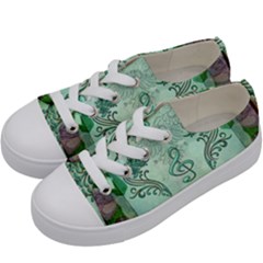 Music, Decorative Clef With Floral Elements Kids  Low Top Canvas Sneakers by FantasyWorld7