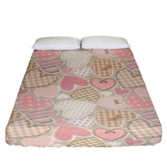 Cute Romantic Hearts Pattern Fitted Sheet (king Size) by yoursparklingshop