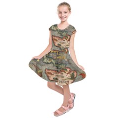 Vintage Map Kids  Short Sleeve Dress by ArtworkByPatrick