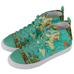 Vintage Map-1 Women s Mid-top Canvas Sneakers by ArtworkByPatrick