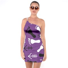 Purple One Shoulder Ring Trim Bodycon Dress by HASHHAB